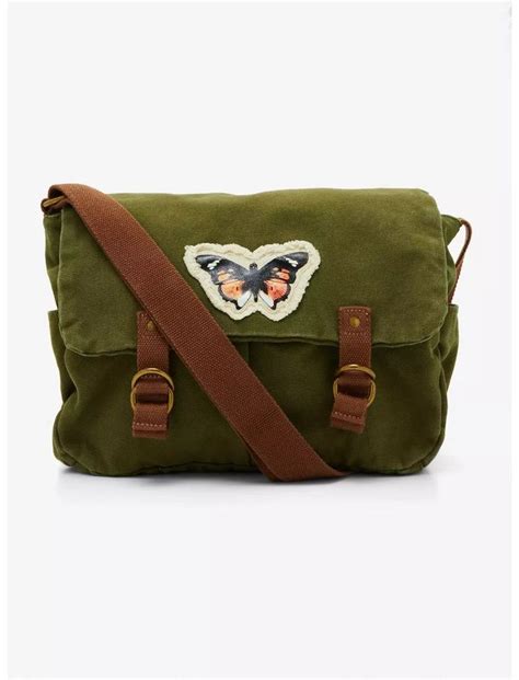 olive butterfly messenger crossbody bag